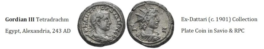 Gordian III Billon Tetradrachm, Egypt, Alexandria 243 AD. Ex-Dattari Collection & Plate Coin in Dattari-Savio & RPC